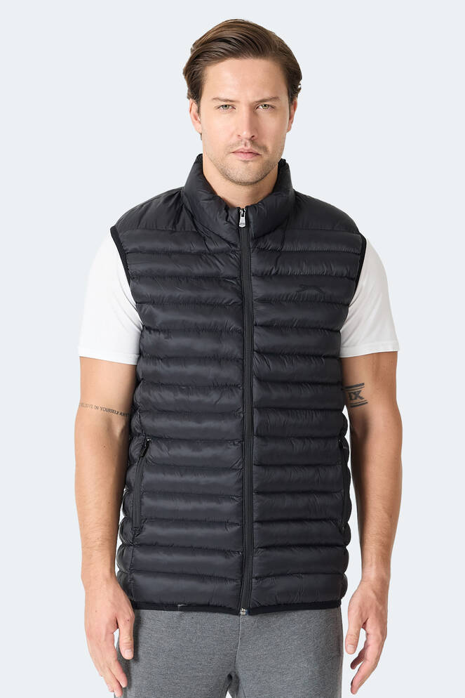 Slazenger HELIX Erkek Fermuar Cepli Siyah Yelek