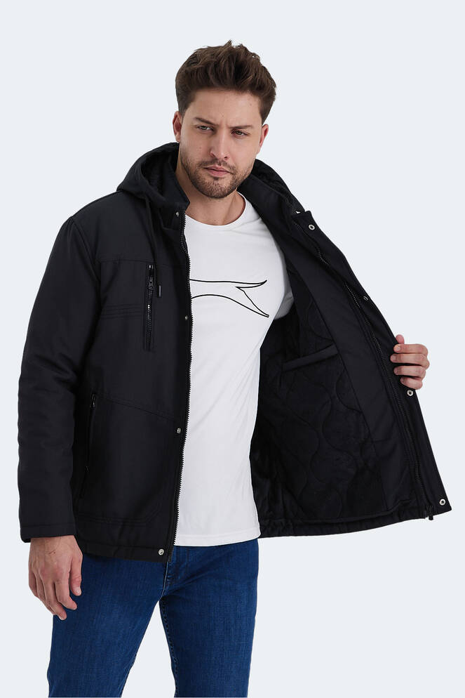 Slazenger HERBIES IN Erkek Kapüşonlu Siyah Mont & Kaban