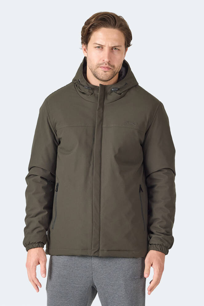 Slazenger HERNIS Erkek Kapüşonlu Fermuarlı Haki Mont & Kaban