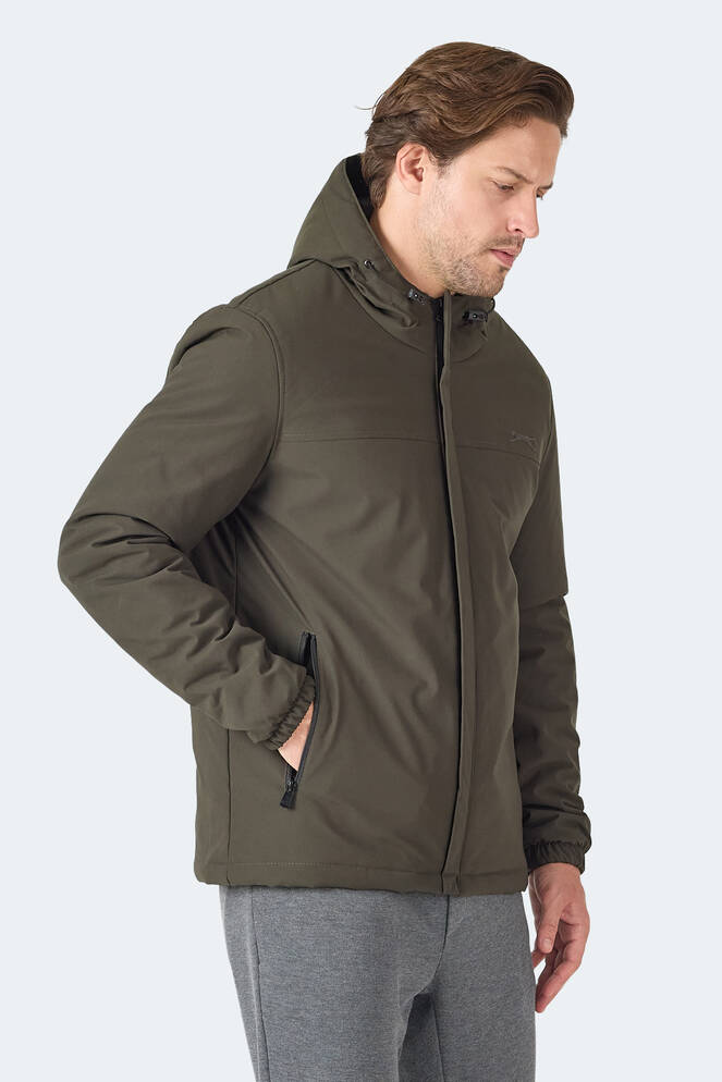 Slazenger HERNIS Erkek Kapüşonlu Fermuarlı Haki Mont & Kaban