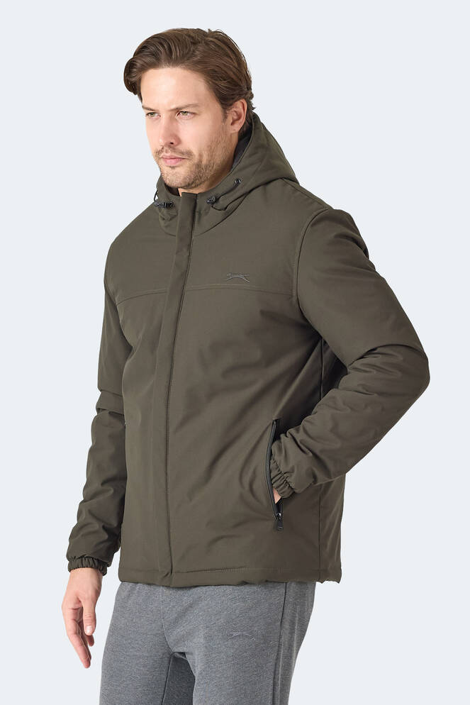 Slazenger HERNIS Erkek Kapüşonlu Fermuarlı Haki Mont & Kaban