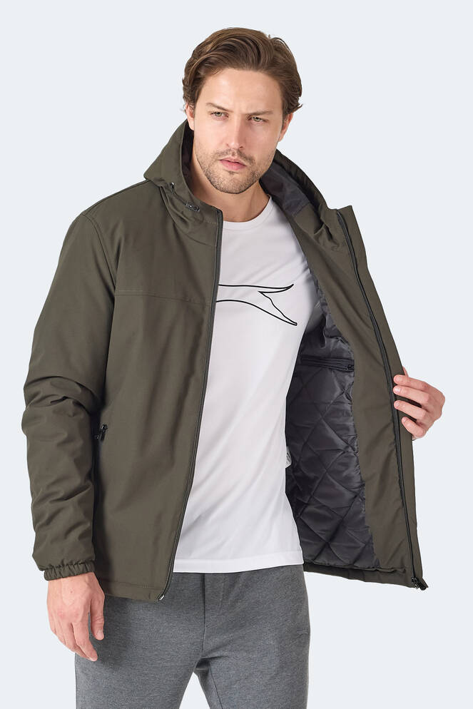 Slazenger HERNIS Erkek Kapüşonlu Fermuarlı Haki Mont & Kaban