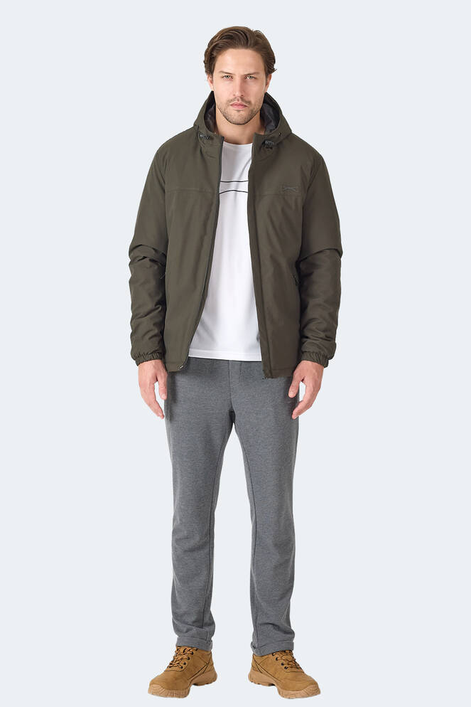 Slazenger HERNIS Erkek Kapüşonlu Fermuarlı Haki Mont & Kaban