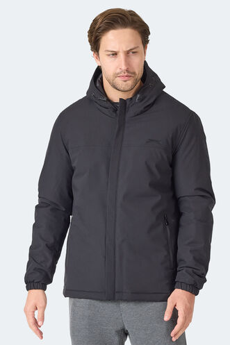 Slazenger - Slazenger HERNIS Erkek Kapüşonlu Fermuarlı Siyah Mont & Kaban