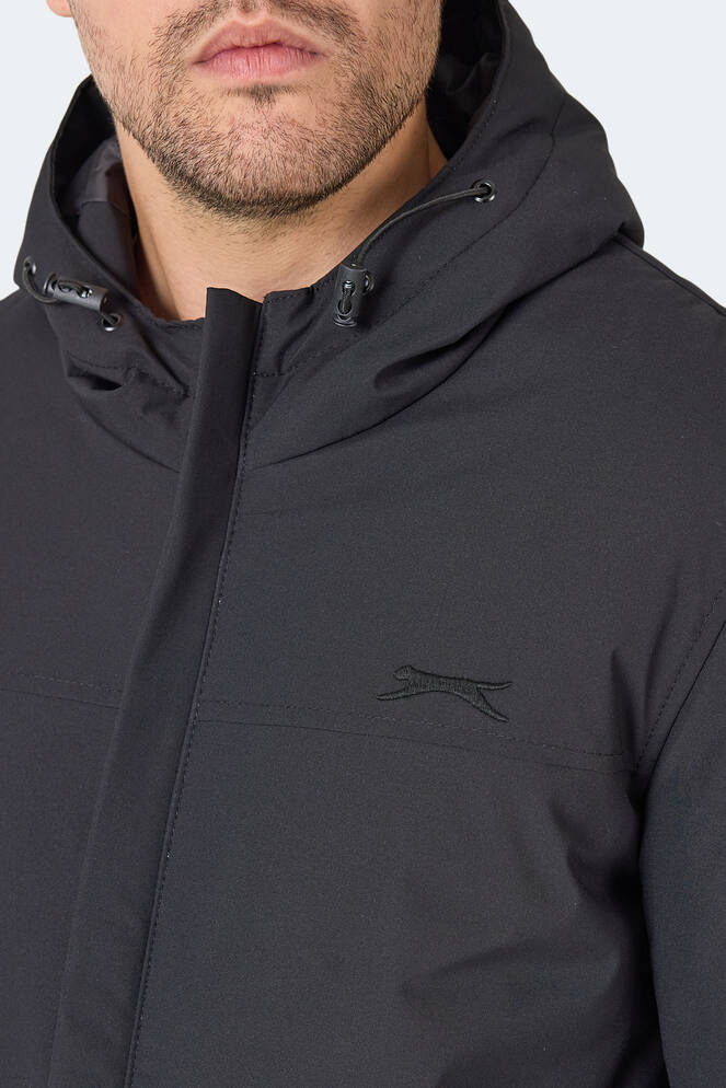 Slazenger HERNIS Erkek Kapüşonlu Fermuarlı Siyah Mont & Kaban