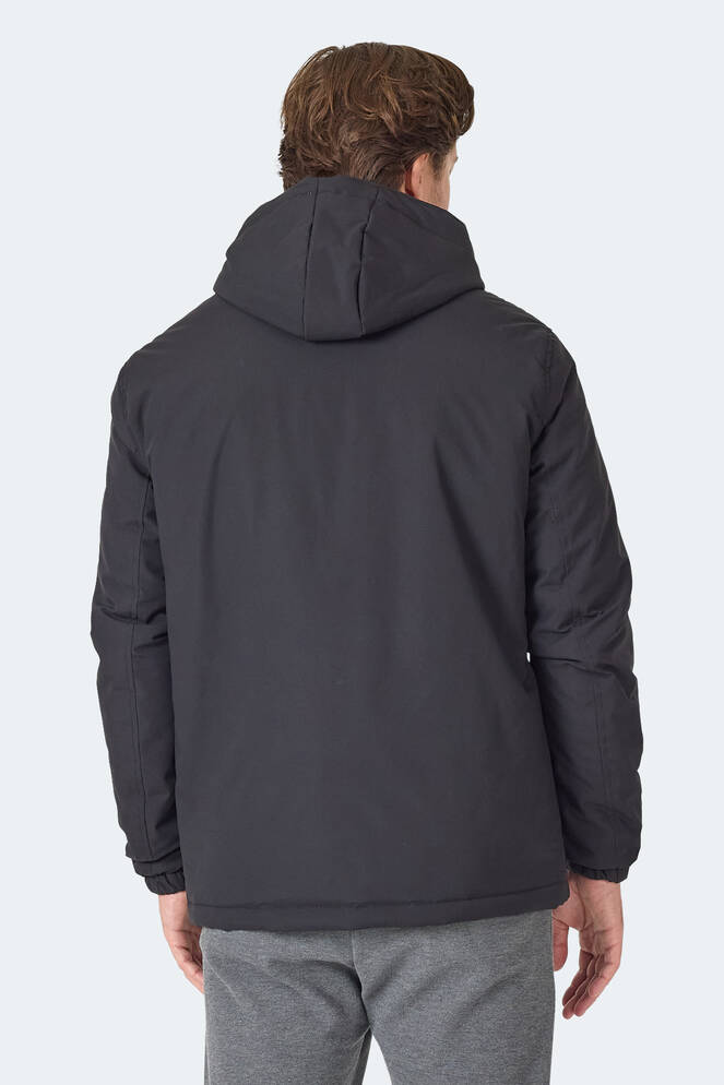 Slazenger HERNIS Erkek Kapüşonlu Fermuarlı Siyah Mont & Kaban