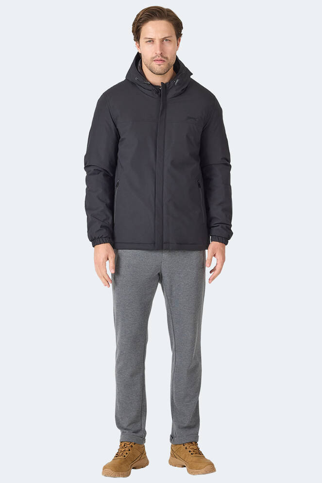Slazenger HERNIS Erkek Kapüşonlu Fermuarlı Siyah Mont & Kaban