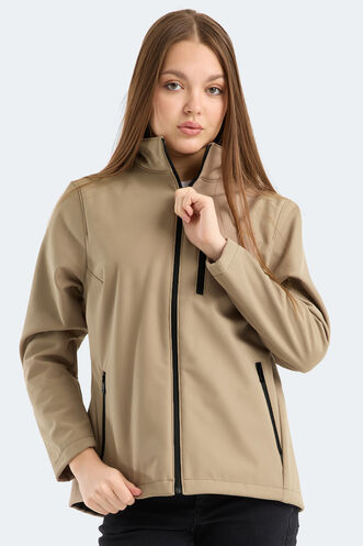 Slazenger HIP STYLE Kadın Dik Yaka Fermuarlı Bej Mont & Kaban - Thumbnail