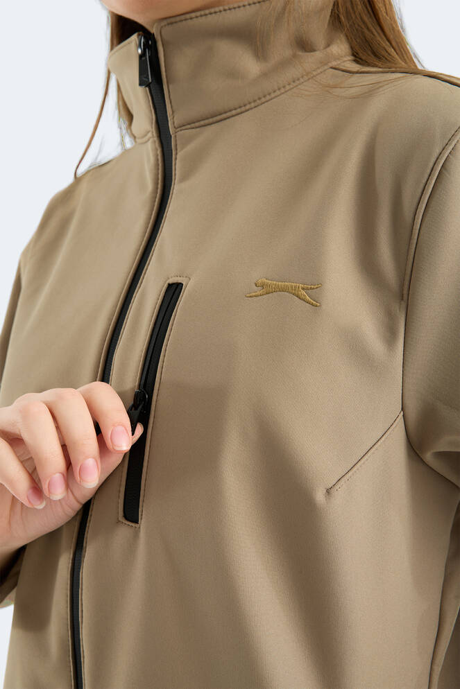 Slazenger HIP STYLE Kadın Dik Yaka Fermuarlı Bej Mont & Kaban