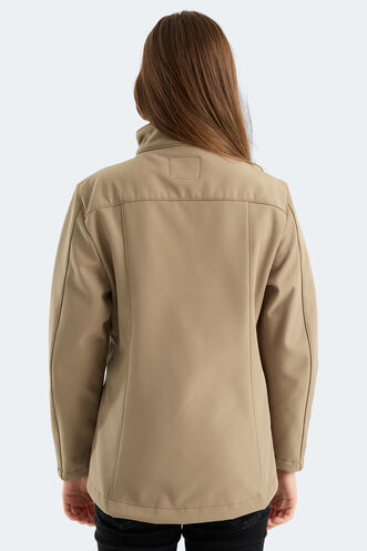 Slazenger HIP STYLE Kadın Dik Yaka Fermuarlı Bej Mont & Kaban - Thumbnail