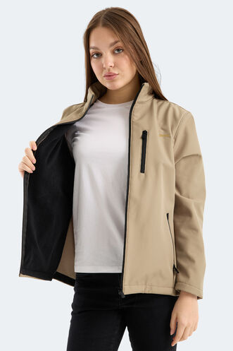 Slazenger HIP STYLE Kadın Dik Yaka Fermuarlı Bej Mont & Kaban - Thumbnail