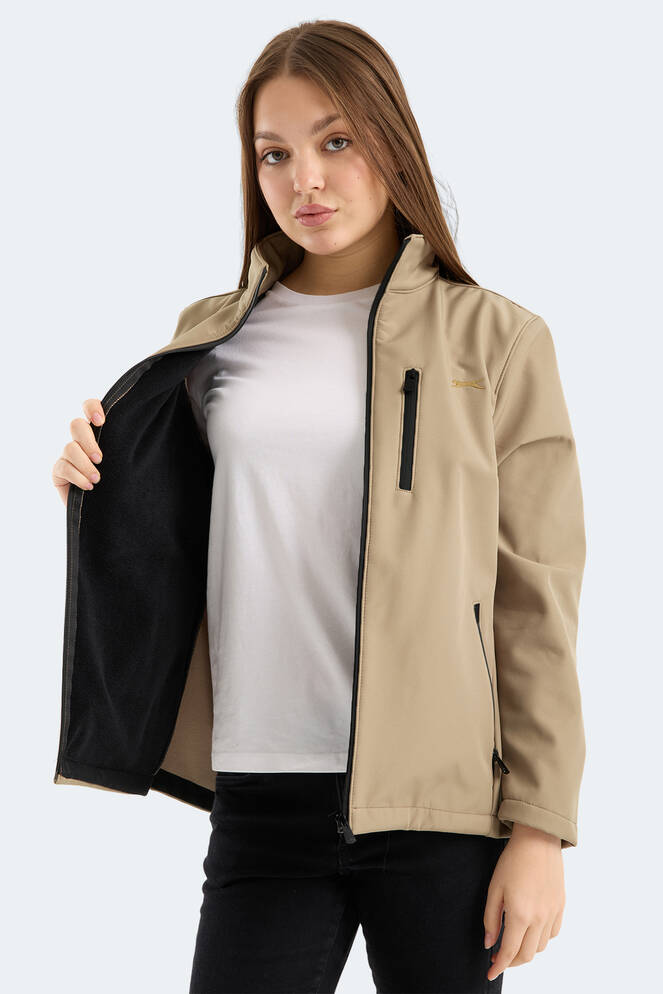 Slazenger HIP STYLE Kadın Dik Yaka Fermuarlı Bej Mont & Kaban