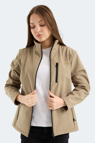 Slazenger HIP STYLE Kadın Dik Yaka Fermuarlı Bej Mont & Kaban - Thumbnail