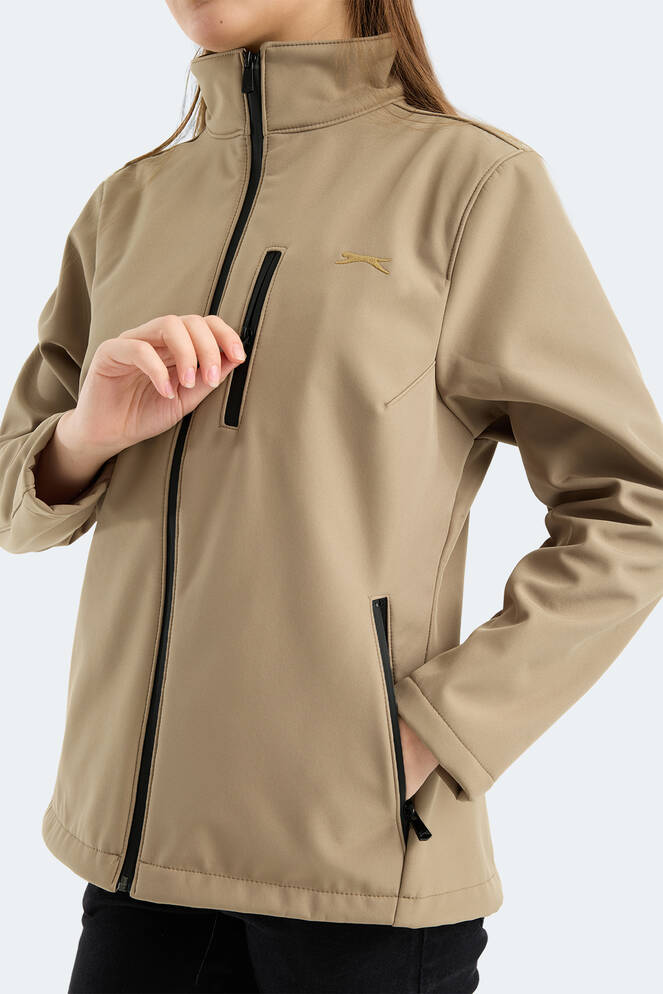Slazenger HIP STYLE Kadın Dik Yaka Fermuarlı Bej Mont & Kaban