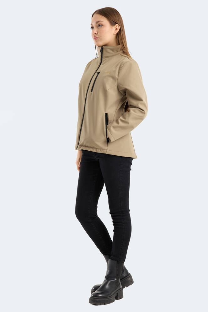 Slazenger HIP STYLE Kadın Dik Yaka Fermuarlı Bej Mont & Kaban
