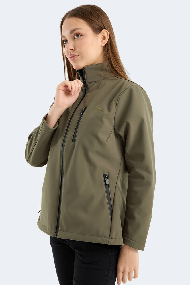 Slazenger HIP STYLE Kadın Dik Yaka Fermuarlı Haki Mont & Kaban