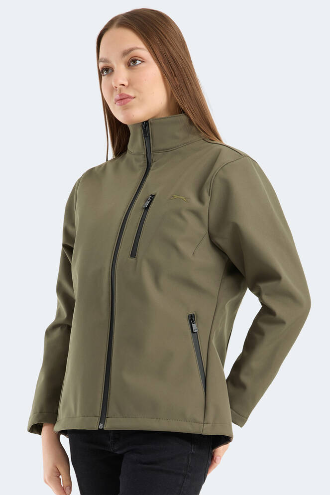 Slazenger HIP STYLE Kadın Dik Yaka Fermuarlı Haki Mont & Kaban