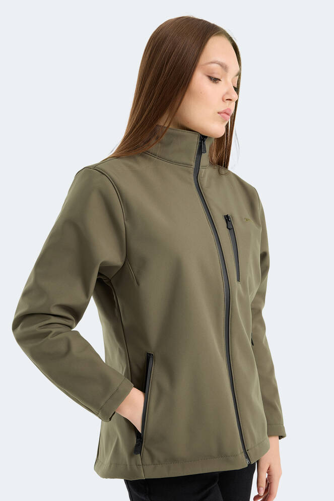 Slazenger HIP STYLE Kadın Dik Yaka Fermuarlı Haki Mont & Kaban