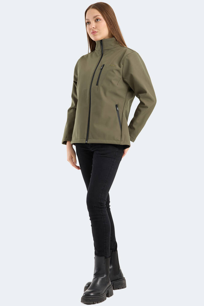 Slazenger HIP STYLE Kadın Dik Yaka Fermuarlı Haki Mont & Kaban