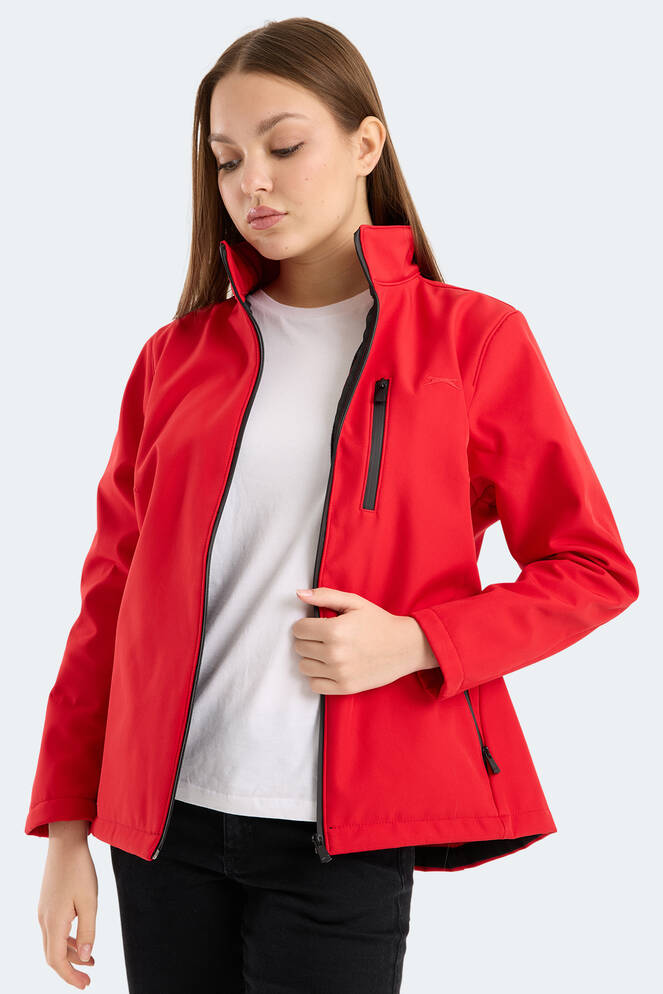 Slazenger HIP STYLE Kadın Dik Yaka Fermuarlı Kırmızı Mont & Kaban