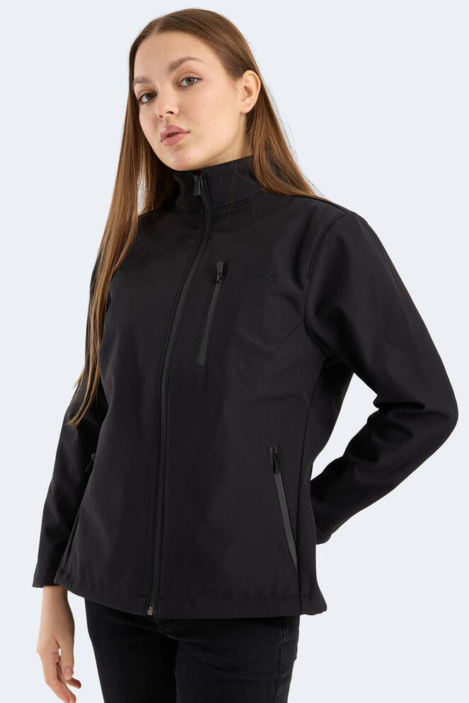 Slazenger HIP STYLE Kadın Dik Yaka Fermuarlı Siyah Mont & Kaban