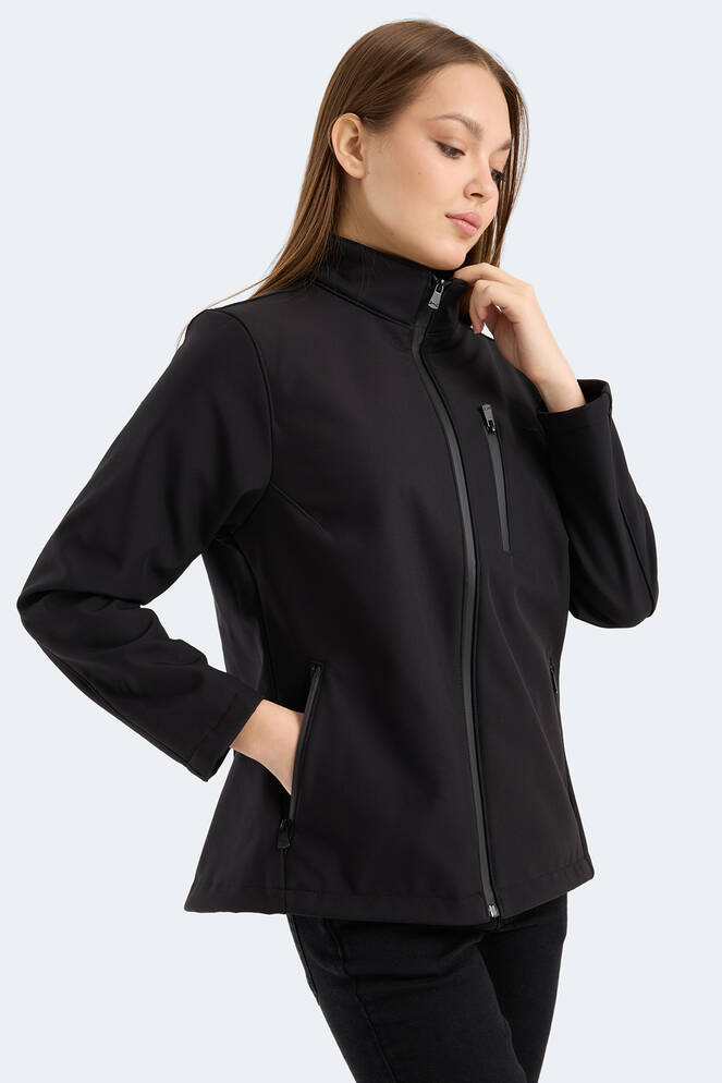 Slazenger HIP STYLE Kadın Dik Yaka Fermuarlı Siyah Mont & Kaban