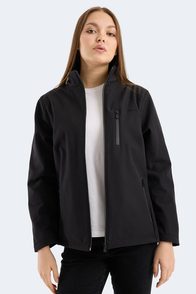 Slazenger HIP STYLE Kadın Dik Yaka Fermuarlı Siyah Mont & Kaban