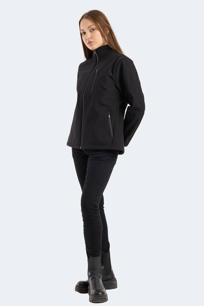 Slazenger HIP STYLE Kadın Dik Yaka Fermuarlı Siyah Mont & Kaban