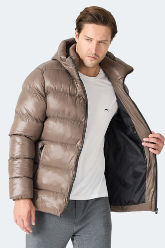 Slazenger HOOT Erkek Kapüşonlu Şişme Kahve Mont & Kaban - Thumbnail