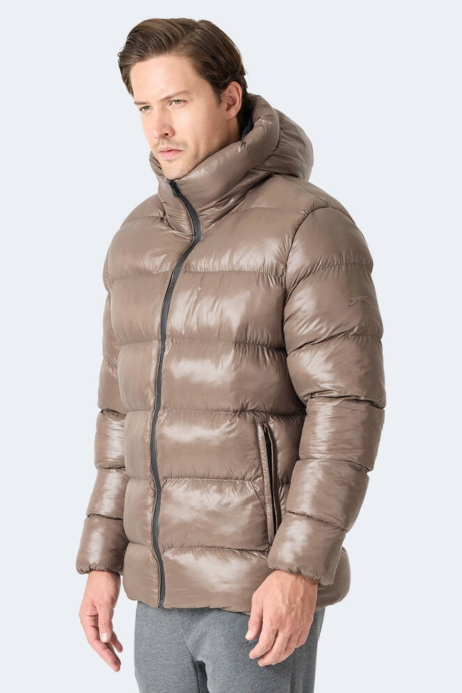 Slazenger HOOT Erkek Kapüşonlu Şişme Kahve Mont & Kaban