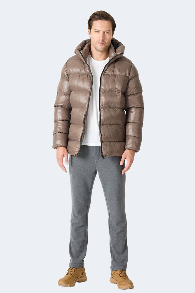 Slazenger HOOT Erkek Kapüşonlu Şişme Kahve Mont & Kaban