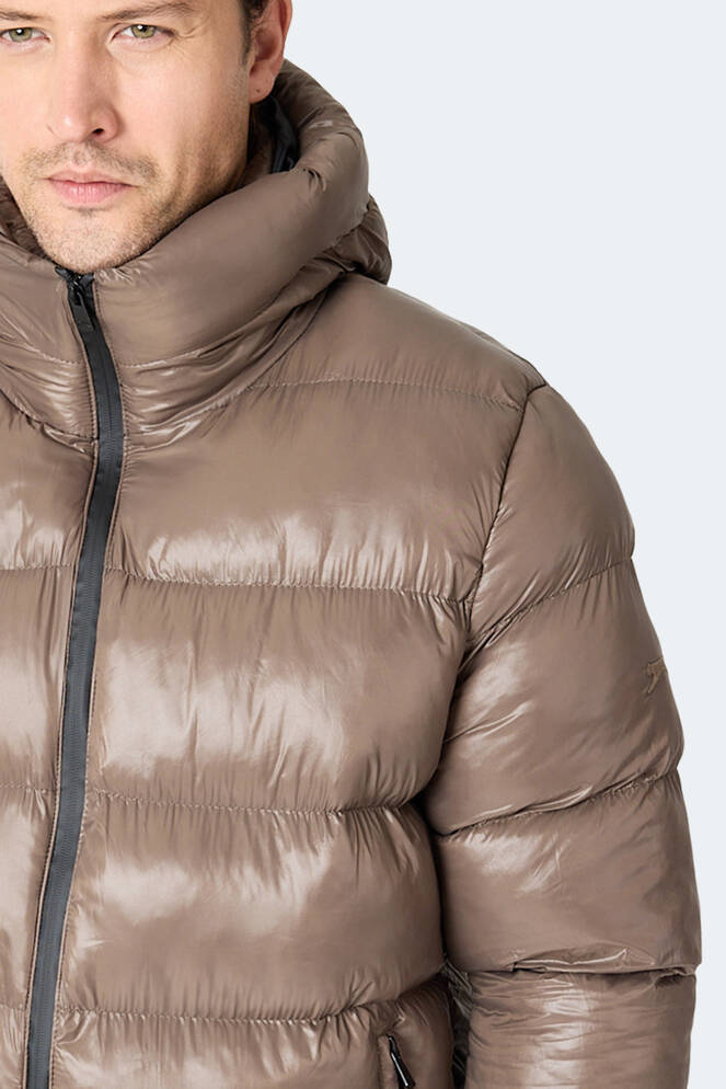 Slazenger HOOT Erkek Kapüşonlu Şişme Kahve Mont & Kaban