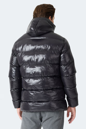 Slazenger HOOT Erkek Kapüşonlu Şişme Siyah Mont & Kaban - Thumbnail