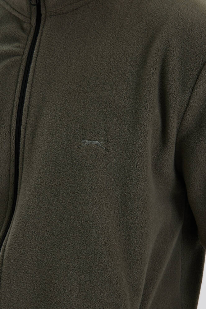 Slazenger KADMOS Erkek Fermuarlı Dik Yaka Cepli Haki Polar