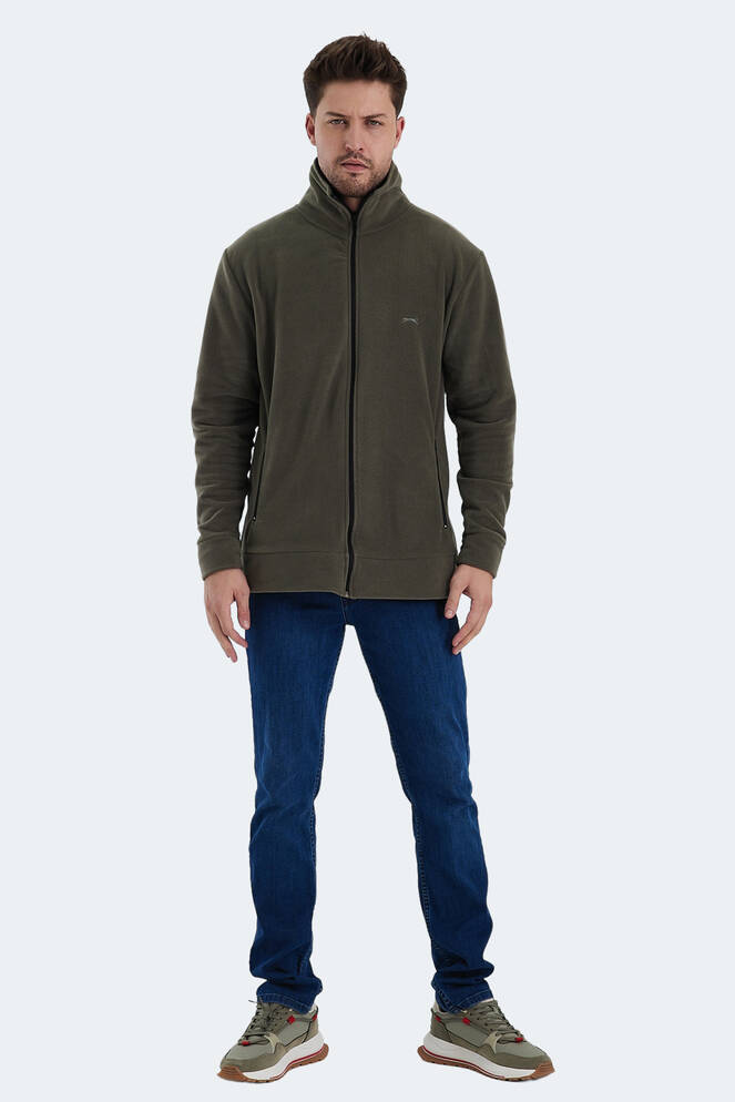 Slazenger KADMOS Erkek Fermuarlı Dik Yaka Cepli Haki Polar