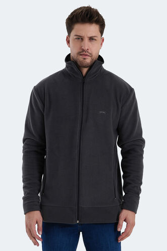 Slazenger - Slazenger KADMOS Erkek Fermuarlı Dik Yaka Cepli Koyu Gri Polar