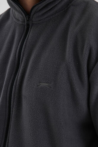 Slazenger KADMOS Erkek Fermuarlı Dik Yaka Cepli Koyu Gri Polar - Thumbnail