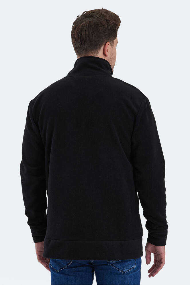 Slazenger KADMOS Erkek Fermuarlı Dik Yaka Cepli Siyah Polar