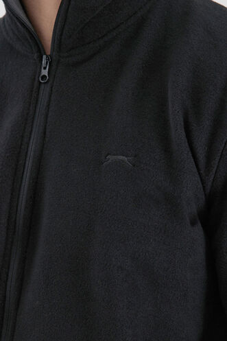 Slazenger KADMOS Erkek Fermuarlı Dik Yaka Cepli Siyah Polar - Thumbnail