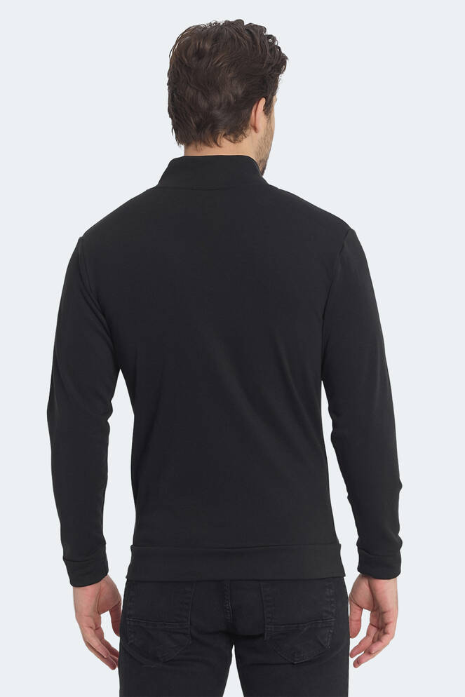 Slazenger KAGISONA IN Erkek Fermuarlı Dik Yaka Cepli Siyah Sweatshırt