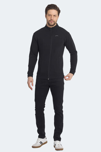 Slazenger KAGISONA IN Erkek Fermuarlı Dik Yaka Cepli Siyah Sweatshırt - Thumbnail