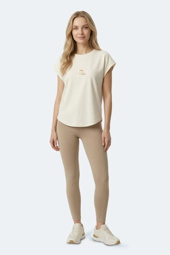 Slazenger KAPA Kadın Ekru Tişört - Thumbnail