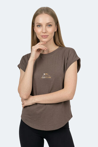 Slazenger KAPA Kadın Kahve Tişört - Thumbnail