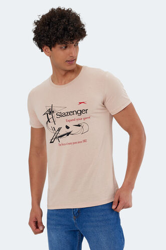 Slazenger KAREL Men's Short Sleeve T-Shirt Beige - Thumbnail