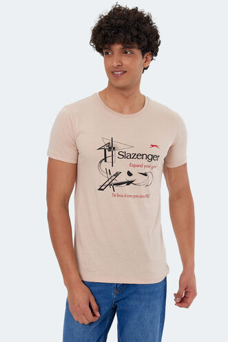 Slazenger KAREL Men's Short Sleeve T-Shirt Beige - Thumbnail
