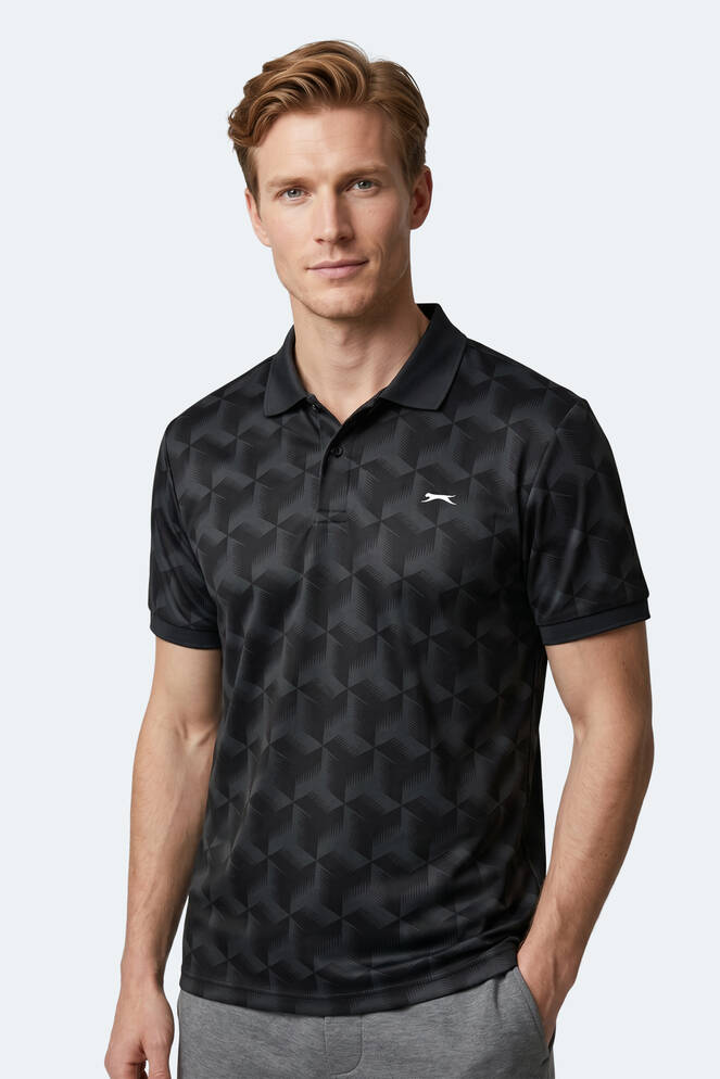 Slazenger KATARIN Erkek Polo Yaka Siyah Tişört