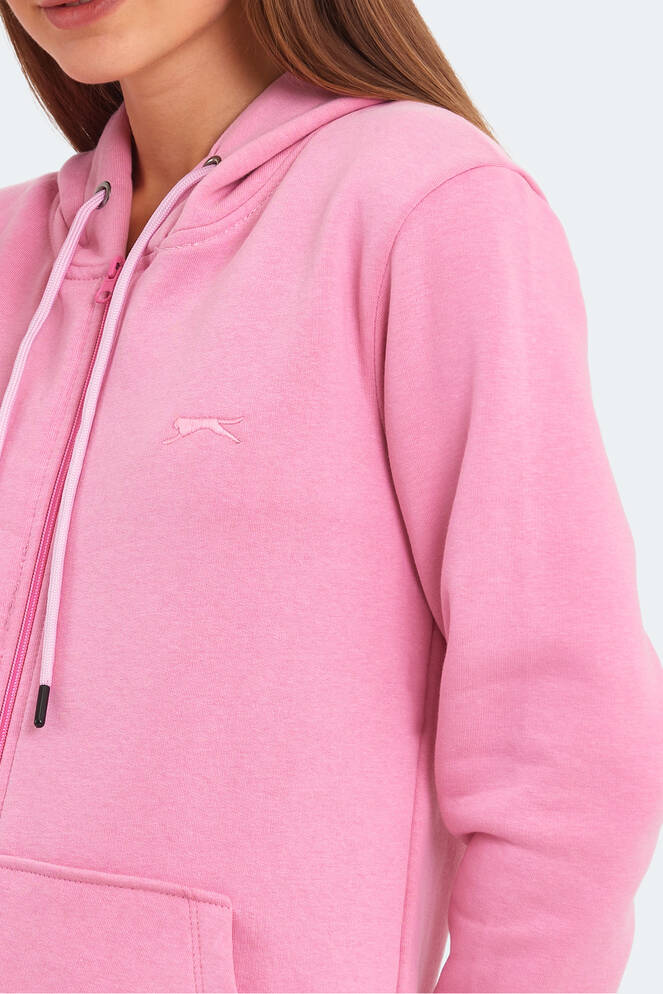 Slazenger KATYA Kadın Fermuarlı Kapüşonlu Cepli Fuşya Sweatshırt