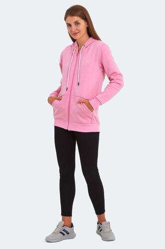 Slazenger KATYA Kadın Fermuarlı Kapüşonlu Cepli Fuşya Sweatshırt - Thumbnail