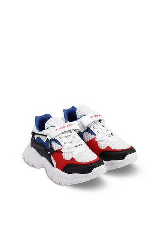 Slazenger KEKOA Sneaker Erkek Çocuk Ayakkabı Beyaz - Saks Mavi - Thumbnail