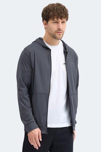 Slazenger KELENOR Erkek Kapüşonlu Cepli Koyu Gri Sweatshırt - Thumbnail